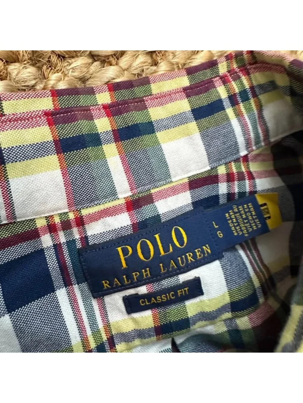 Polo Ralph Lauren Classic Fit Plaid Oxford Shirt (Large) Red Blue